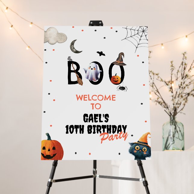 Halloween Ghost Boo Birthday Party Welcome Sign (In Situ (Stand))