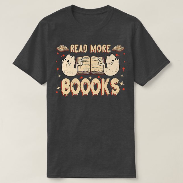 Halloween Ghost Boo Books Read Booooks Librarian C T-Shirt (Design Front)