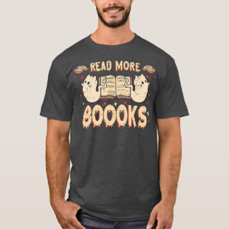 Halloween Ghost Boo Books Read Booooks Librarian C T-Shirt