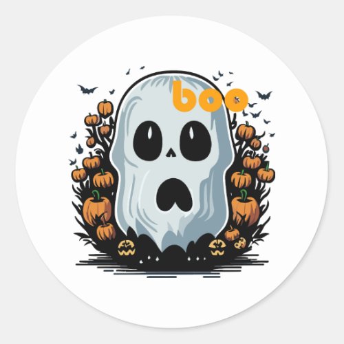 Halloween Ghost Boo Classic Round Sticker