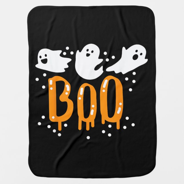 Halloween Ghost Boo Cute Baby Blanket (Front)