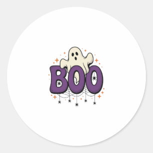 Halloween Ghost Boo Funny Spider Vintage_1 Classic Round Sticker