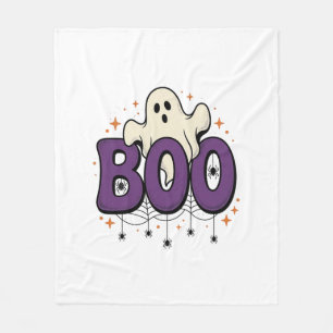 Halloween Ghost Boo Funny Spider Vintage_1 Fleece Blanket