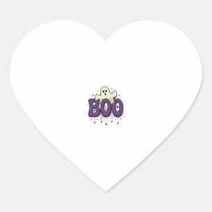 Halloween Ghost Boo Funny Spider Vintage_1 Heart Sticker