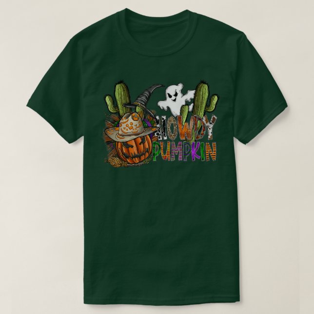 Halloween Ghost Boo Howdy Spooky Season Western Co T-Shirt (Design Front)