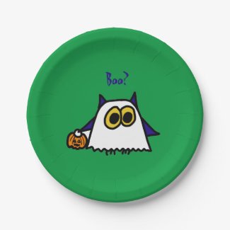 Halloween Ghost Boo Paper Plate (Ollie the Owl)