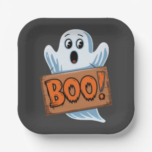 Halloween Ghost Boo Paper Plates
