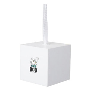 Halloween Ghost Boo Science Funny Vintage_1 Cube Ornament