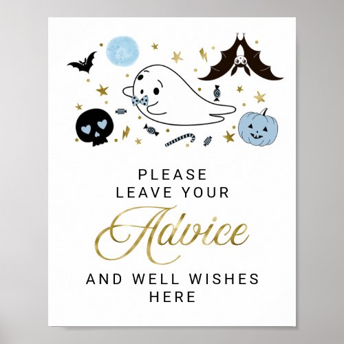 Halloween Ghost Boy Baby Shower Advice Sign