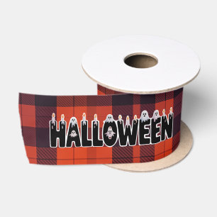 Halloween Ghost Candle Lettering Satin Ribbon