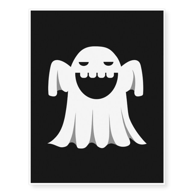Halloween Ghost Cartoon Illustration 06 Temporary Tattoos (Front)