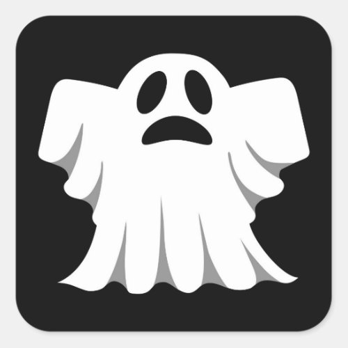 Halloween Ghost Cartoon Illustration 10 Square Sticker
