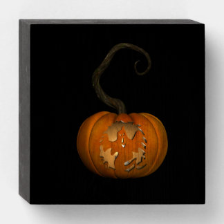 Halloween Ghost Carved Pumpkin Wood Box Sign