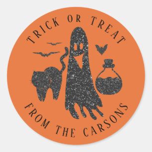 Halloween Ghost Cat Bats Poison Bottle Witch Classic Round Sticker