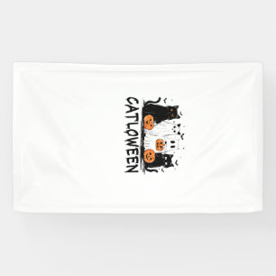 Halloween Ghost Cat Catloween Funny Black Cat Cat  Banner
