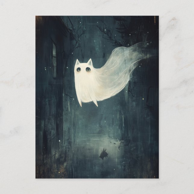 Halloween Ghost Cat  Postcard (Front)