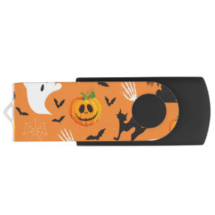 Halloween Ghost Cat Pumpkin Pattern Flash Drive