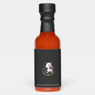 Halloween Ghost Cat Reading Book Floral Design_1 Hot Sauces