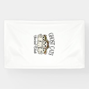 Halloween Ghost Cat Social Club Retro Spooky Cat S Banner