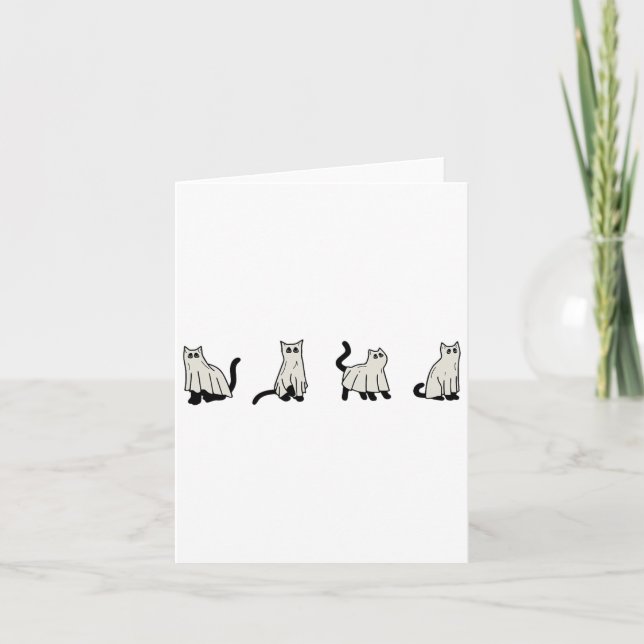 Halloween Ghost Cats Cute Cats In Ghost Costumes F Card (Front)
