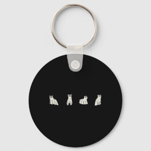 Halloween Ghost Cats Cute Cats In Ghost Costumes F Keychain