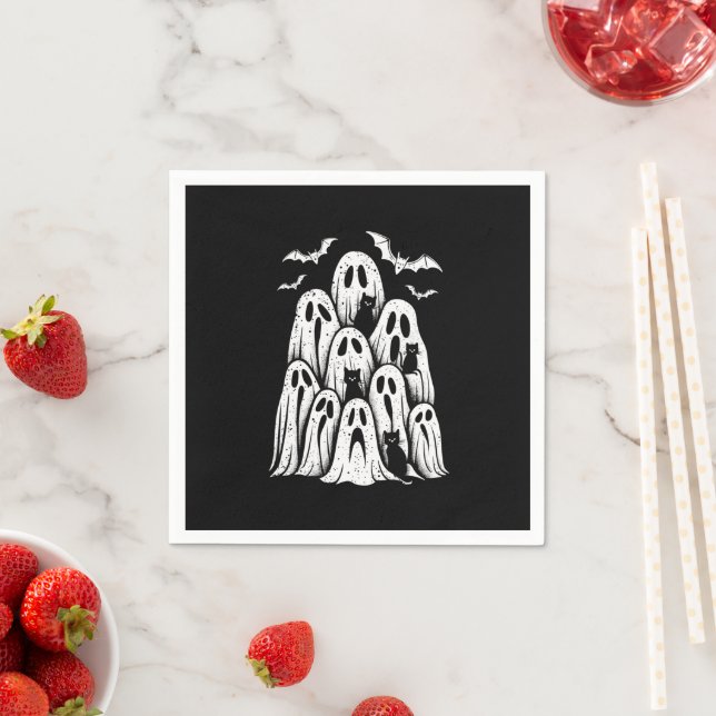 Halloween Ghost Cats Lover Fall Spooky Season Napkins (Insitu)