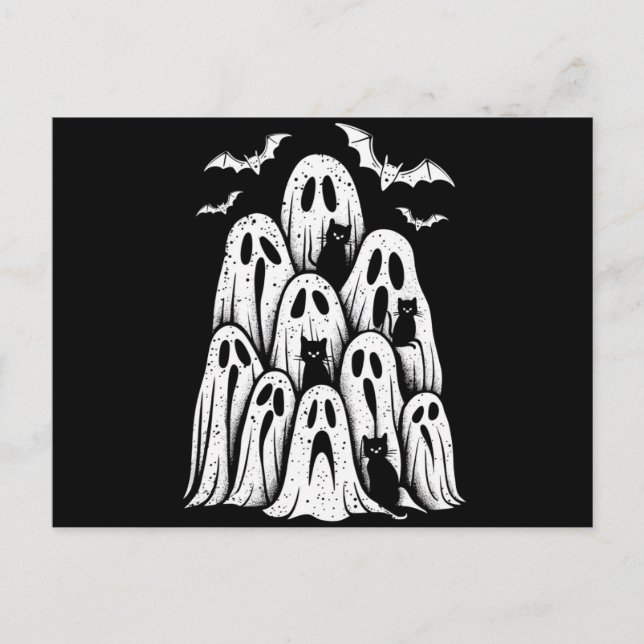 Halloween Ghost Cats Lover Fall Spooky Season Postcard (Front)