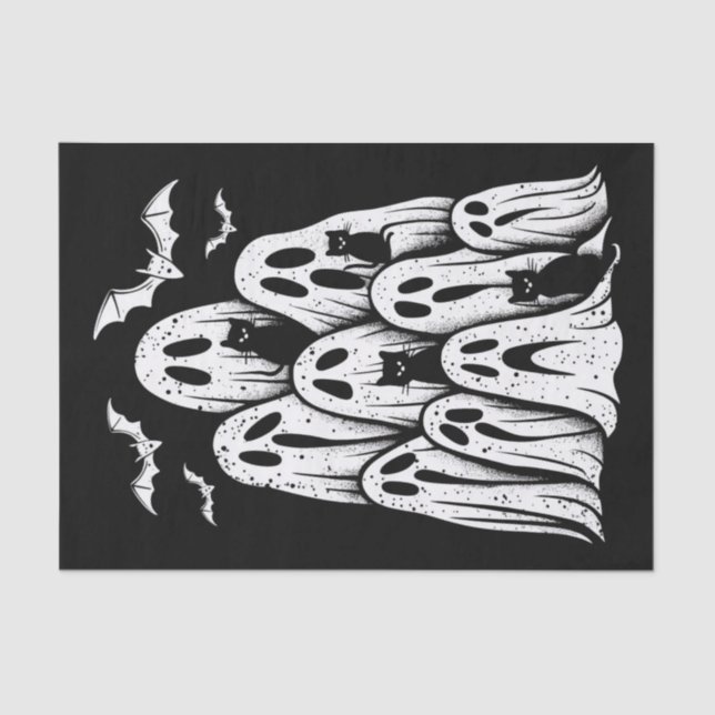 Halloween Ghost Cats Lover Fall Spooky Season Tissue Paper (Front)