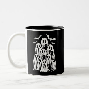 Halloween Ghost Cats Lover Fall Spooky Season Two-Tone Coffee Mug