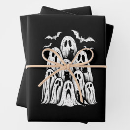Halloween Ghost Cats Lover Fall Spooky Season Wrapping Paper Sheets
