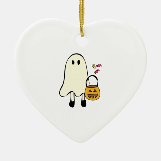 Halloween Ghost Ceramic Ornament (Front)