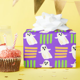 Halloween Ghost Checkered Tile pattern Wrapping Paper