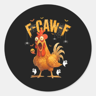 Halloween Ghost Chicken F-caw-f  Classic Round Sticker