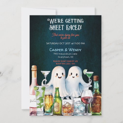 Halloween Ghost Cocktails Invitation