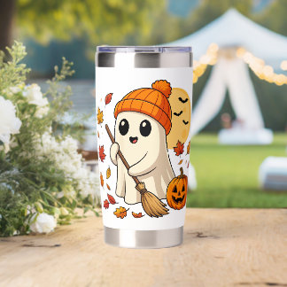 Halloween Ghost Coffee Pumpkin Spooky Season Women Insulated Tumbler