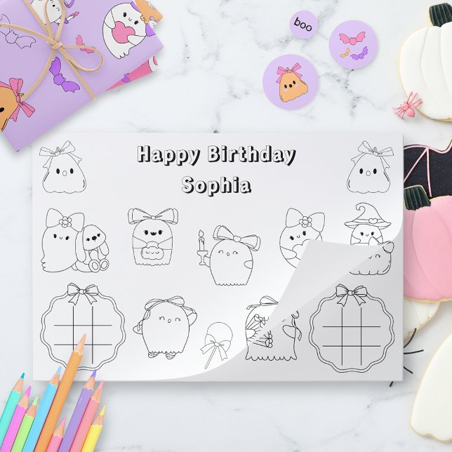 Halloween Ghost Coloring Birthday Paper Placemat (Creator Uploaded)