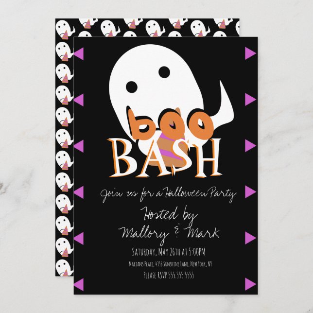 Halloween Ghost Costume Party Boo Bash Invitation (Front/Back)
