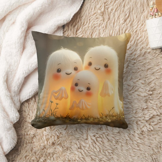 Halloween Ghost Cuties Throw Pillow (Blanket)