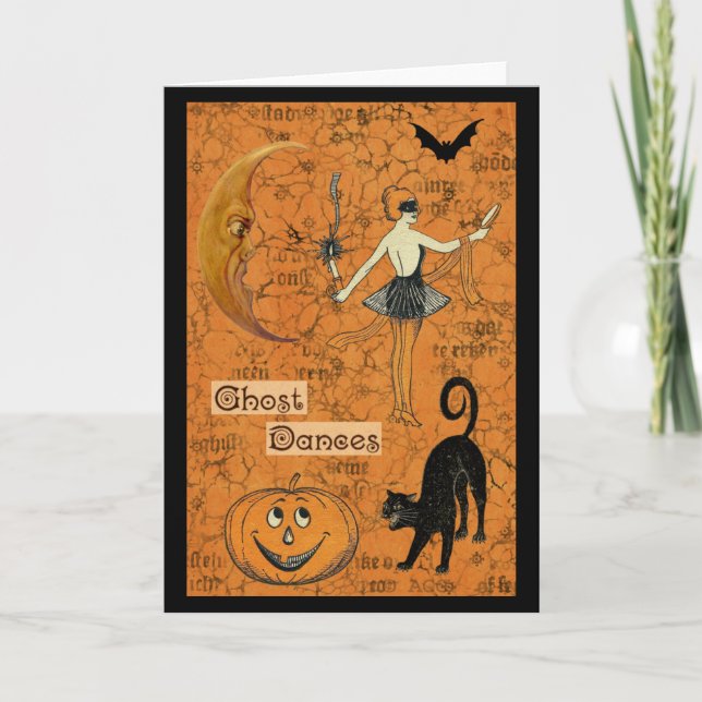 Halloween Ghost Dances Scary Moon Card (Front)