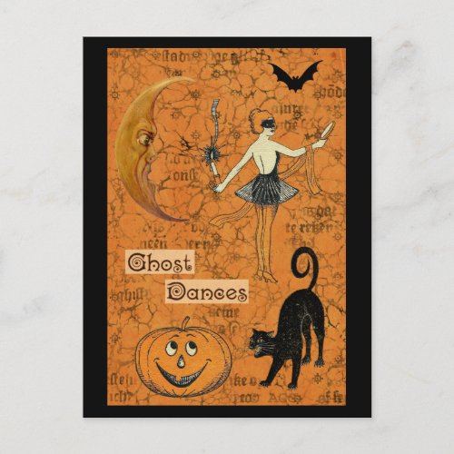 Halloween Ghost Dances Scary Moon Postcard