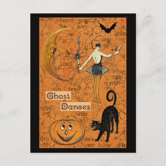 Halloween Ghost Dances Scary Moon Postcard (Front)