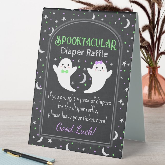 Halloween ghost diaper raffle table tent (In SItu (Table))