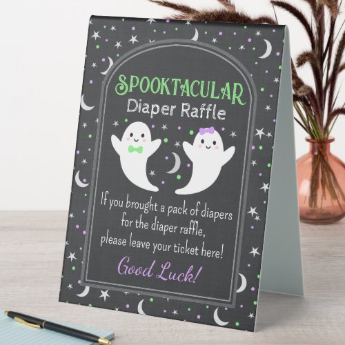 Halloween ghost diaper raffle table tent sign