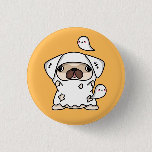 Halloween Ghost Dog Button (Front)