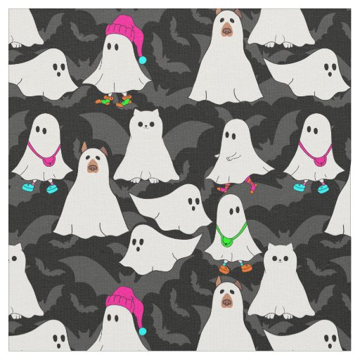 halloween ghost dog cat black fabric