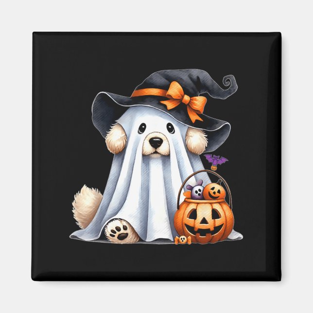 Halloween Ghost Dog Magnet (Front)
