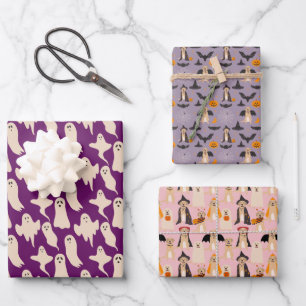 Halloween Ghost Dog Pumpkin Wrapping Paper Sheets