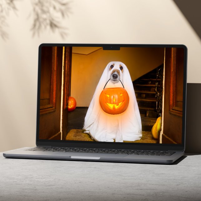 Halloween Ghost Dog Trick or Treat HP Laptop Skin (Halloween Ghost Dog Trick or Treat HP Laptop Skin)