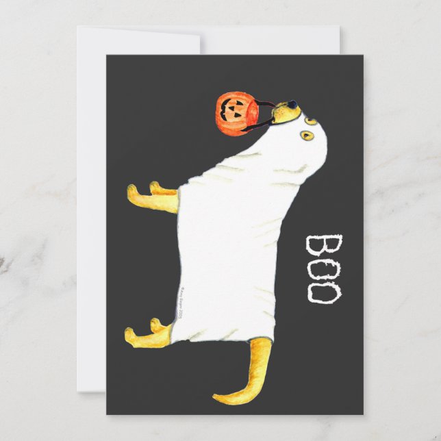 Halloween Ghost Dog Yellow Labrador Invitation (Front)