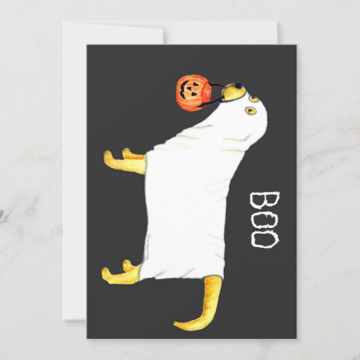 Halloween Ghost Dog Yellow Labrador Invitation | Zazzle